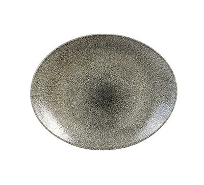 RAKU QUARTZ BLACK - OVAL COUPE PLATE - 31.7 X 25.5CM (12) (Churchill)