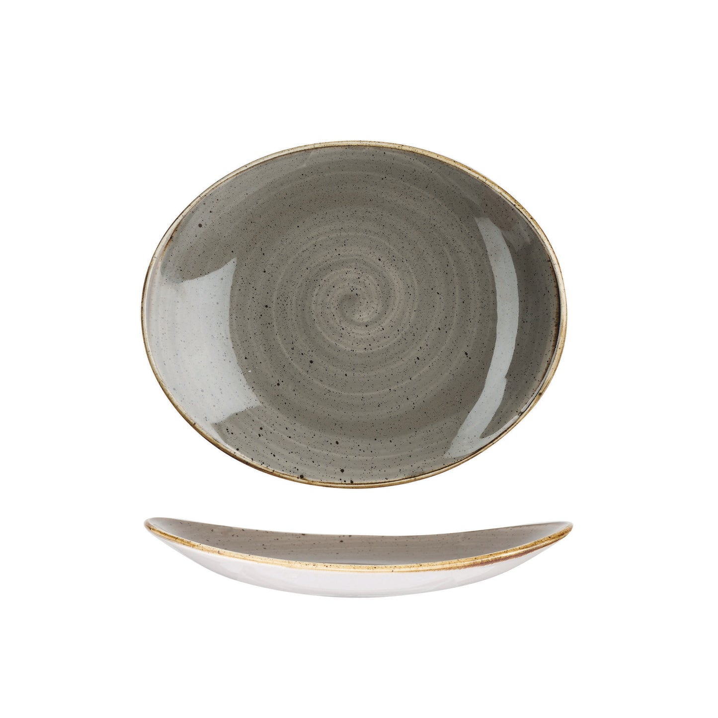 PEPPERCORN GREY - OVAL PLATE 19.2CM (12)