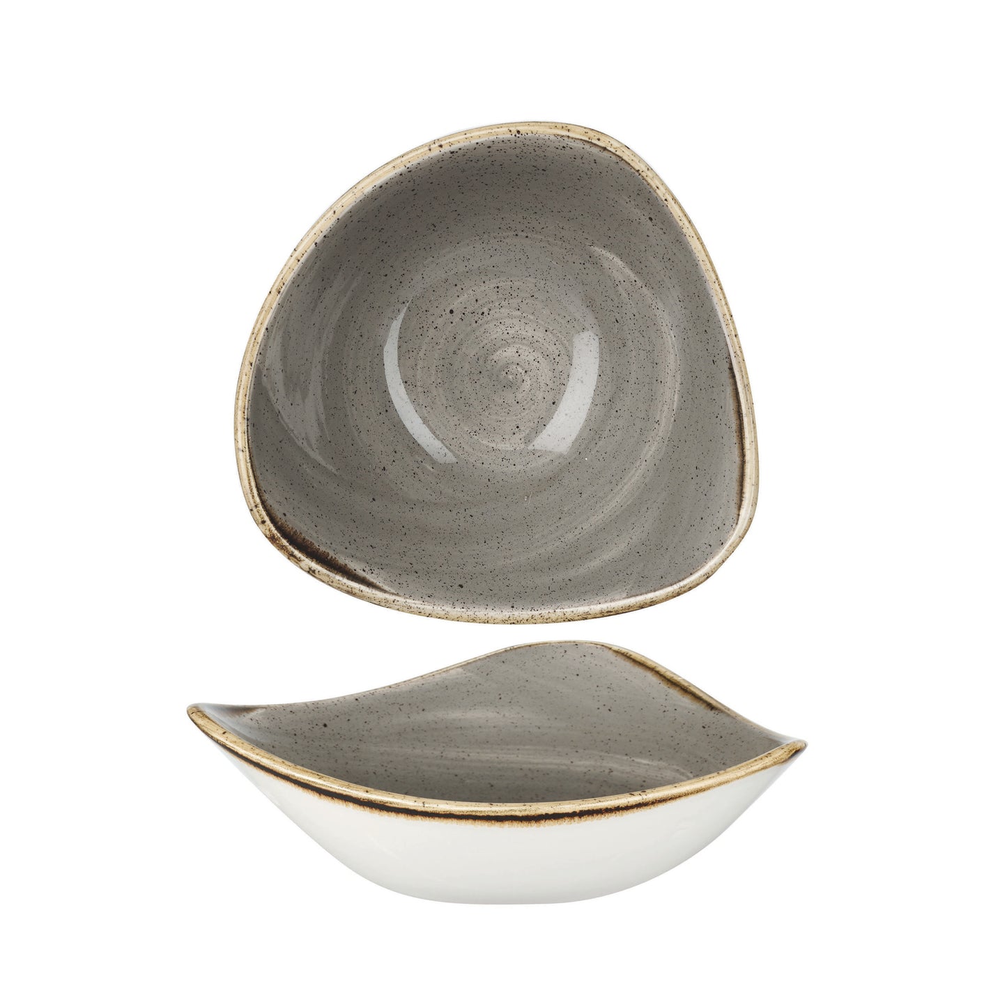 PEPPERCORN GREY - TRIANGLE BOWL 15.3CM (12) (Churchill)