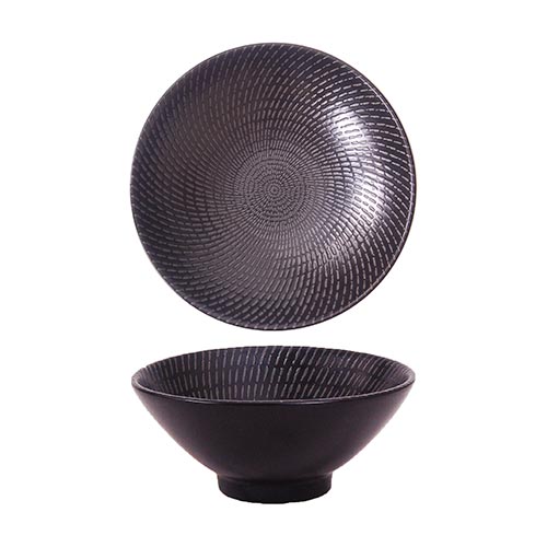BLACK SWIRL - ROUND V-BOWL - 15.5CM (12) (Luzerne)