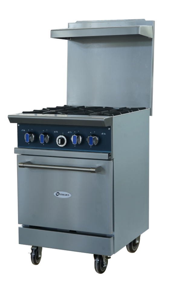 MODULUKS 4-BURNER GAS STOVE WITH GAS OVEN - HEAVY DUTY RANGE - WITH FLAME FAILURE