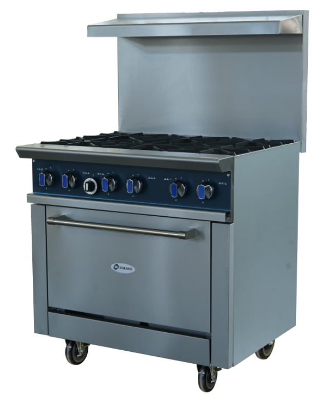 MODULUKS 6-BURNER GAS STOVE WITH GAS OVEN - HEAVY DUTY RANGE - WITH FLAME FAILURE