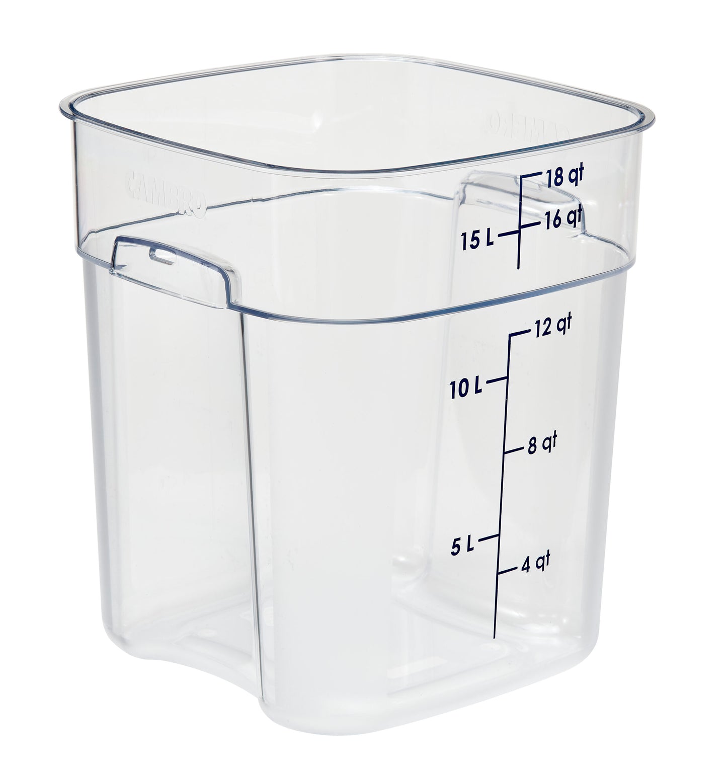 SQUARE POLYCARBONATE STORAGE CONTAINER CLEAR 18 LTR