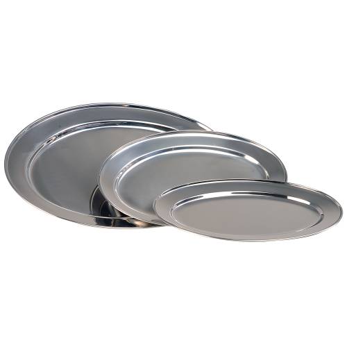 SERVING PLATTER OVAL S/STEEL - 410MM (Global)