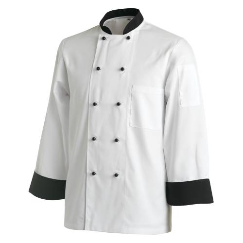 CHEFS UNIFORM JACKET CONTRAST LONG - X SMALL (Chef Equip)