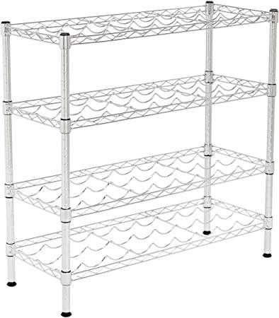 GATTO CHROME WINE RACK - 4 TIER - HOLDS 36 BOTTLES - 910 X 360 X 1270MM