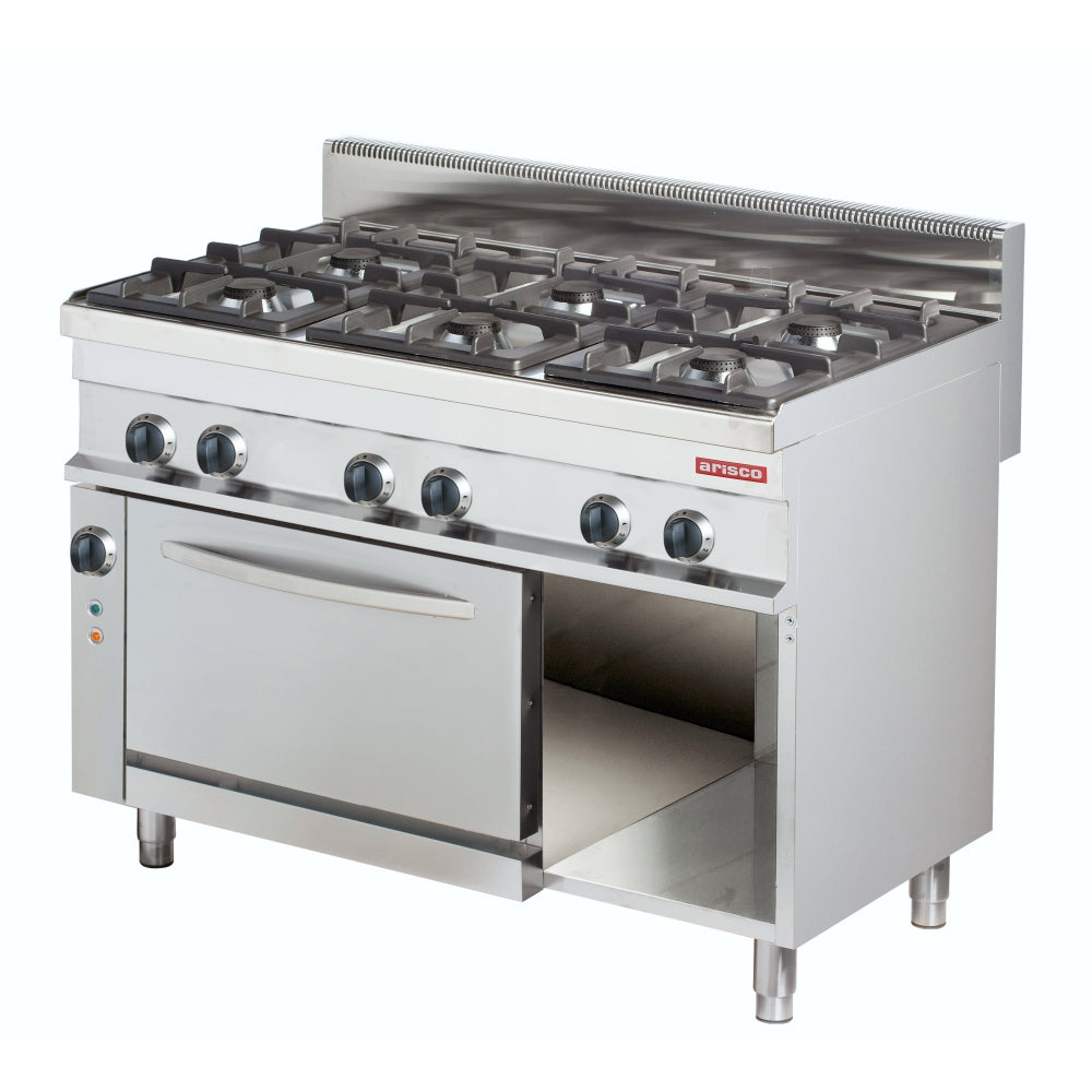 6 Burner gas cooking range with electric convection oven & cabinet (ARISCO)