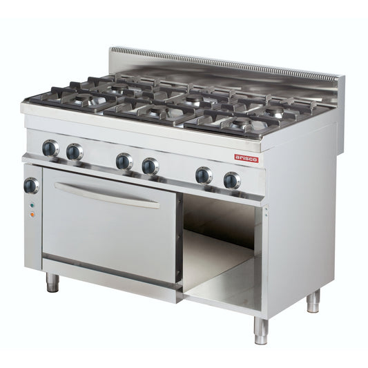 6 Burner gas cooking range with electric convection oven & cabinet (ARISCO)