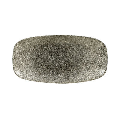 RAKU QUARTZ BLACK - CHEFS' OBLONG PLATE - 35.5 X 18.9CM (6) (Churchill)