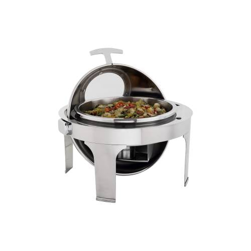 CHAFING DISH S/S - ROLL TOP ROUND WITH WINDOW 6.8LT (Global)