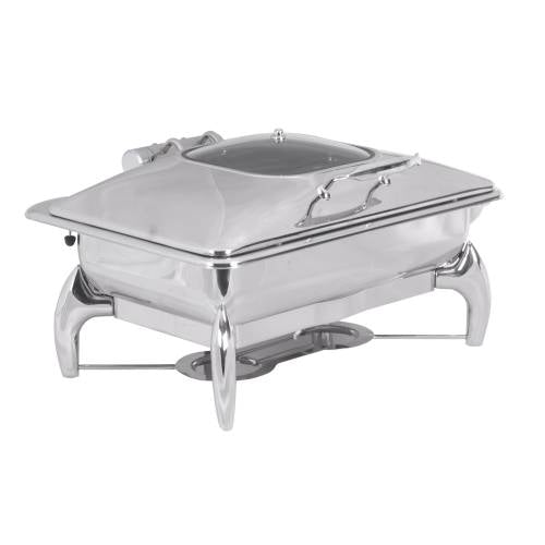 CHAFING DISH INDUCTION - RECTANGULAR- GLASS LID 9LT (Electro Chef)