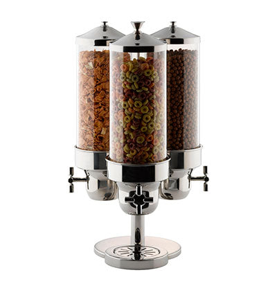 CEREAL DISPENSER TRIPLE S/STEEL - POLYCARBONATE CYLINDER 265 X 265 X 595MM 11LT (TIGER)