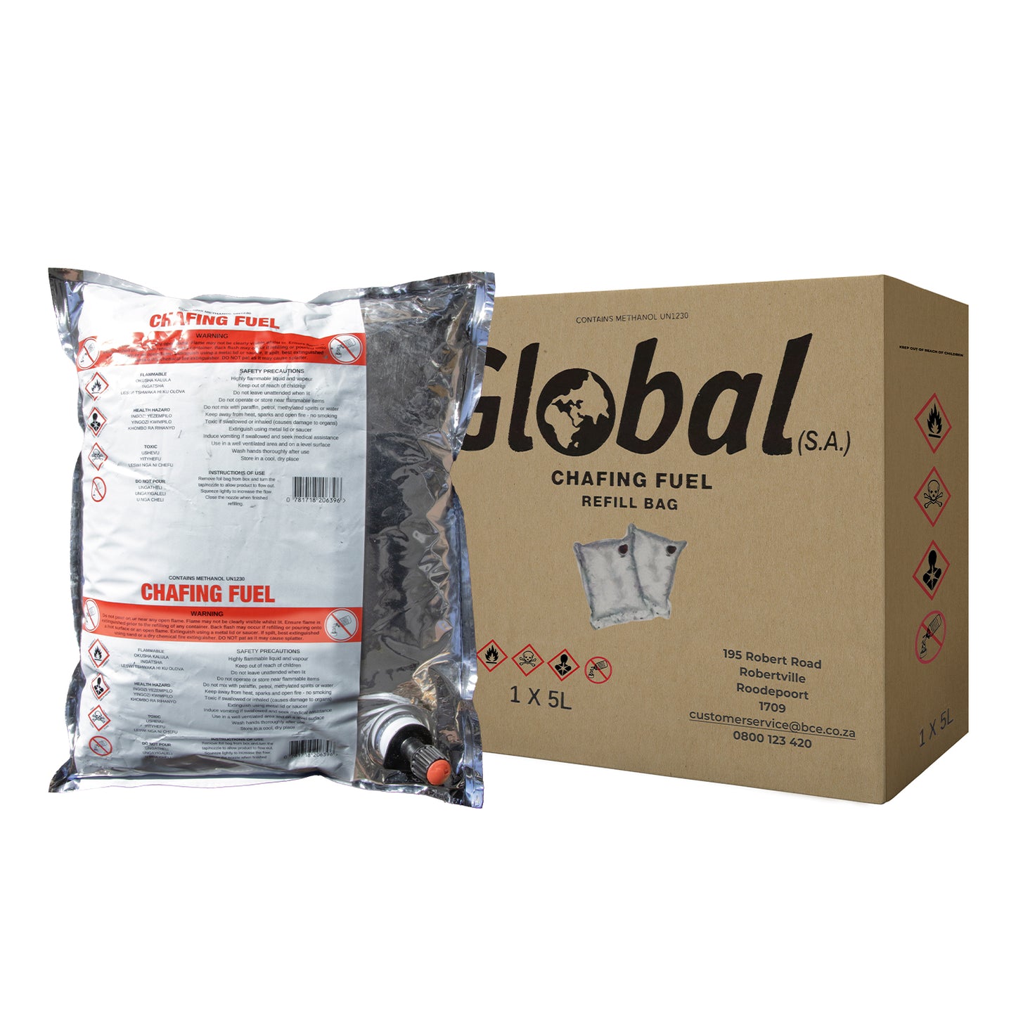 CHAFING FUEL - ALCOHOL REFILL BAG (METHANOL) - 4 X 5LT (Global)