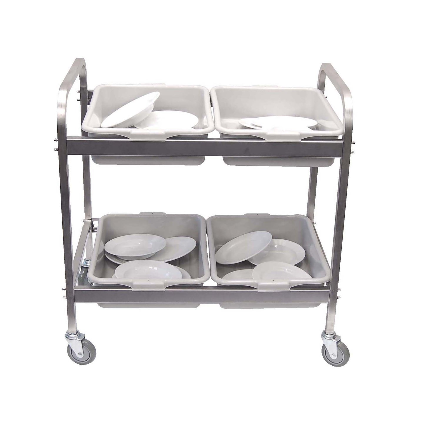 DISH CLEARING TROLLEY S/STEEL WITH 4 TOTE BOXES 870 X 545 X 930MM (Global)