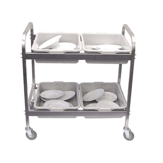 DISH CLEARING TROLLEY S/STEEL WITH 4 TOTE BOXES 870 X 545 X 930MM (Global)