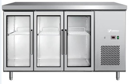 PACIFIC 3 DOOR GLASS UNDERBAR REFRIGERATOR 1800 X 700 X 850MM (NO LOCK AVAILABLE)