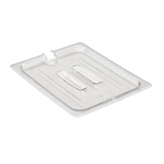 POLYCARBONATE CLEAR LID WITH HANDLE - NOTCHED - FOR 1/2 PANS