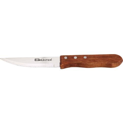 STEAK KNIFE DELUXE BROAD BLADE - WOODEN HANDLE (Grunter)