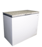 FRIDGE STAR CHEST FREEZER WITH WHITE EXTERIOR AND
GRANITE TOP FLAP HINGE BACK STEP 12V ANOUDAN
