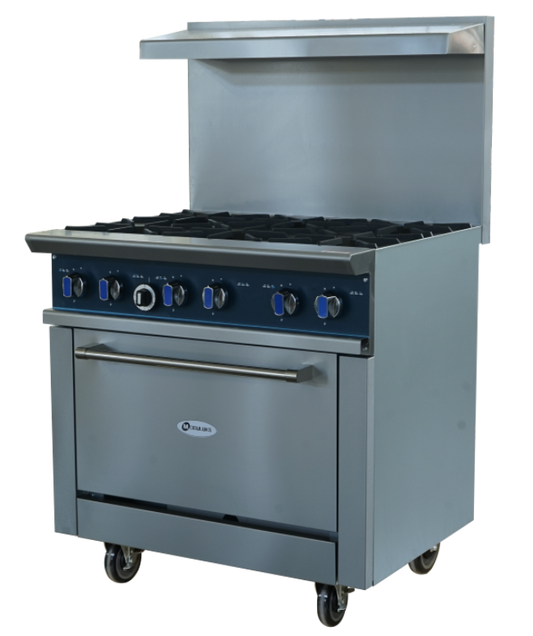 MODULUKS 6-BURNER GAS STOVE WITH GAS OVEN - HEAVY DUTY RANGE - WITH FLAME FAILURE