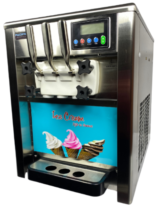 PACIFIC ICE CREAM (SOFT SERVE) 2 FLAVOUR + 1 MIX ICE CREAM MACHINE - TABLE MODEL (WITHOUT PRE-COOLING)