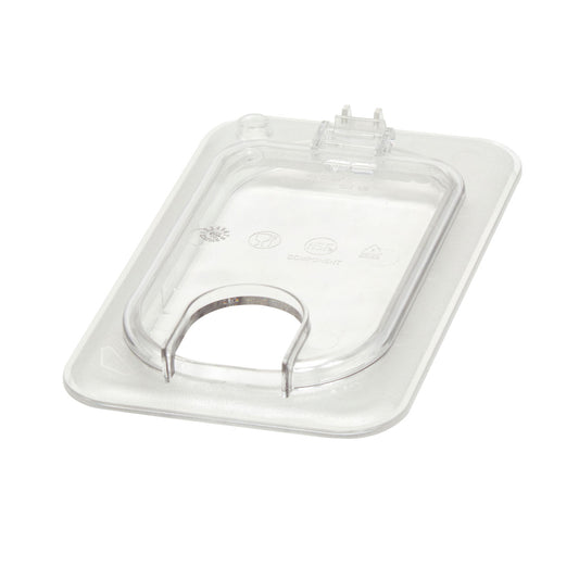 POLYCARBONATE CLEAR HINGED FLIP LID WITH NOTCH FOR 1/9 PANS