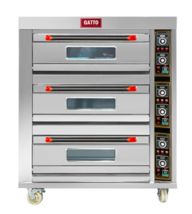 GATTO 3 DECK 6 TRAY ELECTRIC PIZZA OVEN WITH CERAMIC FLOORS - EXCLUDES TRAYS (600 X 400 TRAY)