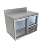 FRIDGE STAR UNDER BAR FRIDGE S/S EXTERIOR 1 AND HALF SWING GLASS DOORS INCL
CASTORS AND EMS - SPLASH BACK