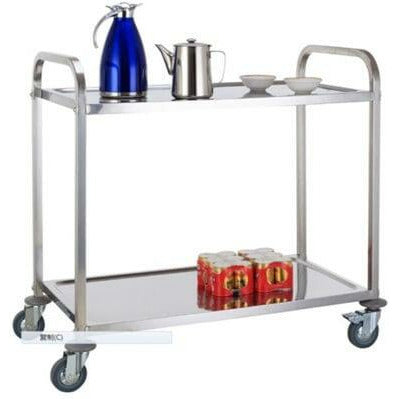 GATTO 2 TIER TEA TROLLEY - STAINLESS STEEL