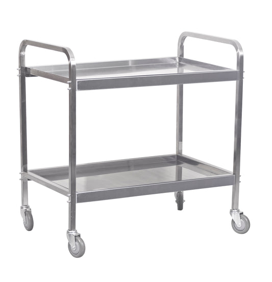 TEA TROLLEY S/STEEL HEAVY DUTY - 2 SHELF 930MM X 905 X 560MM - 20KG (Global)