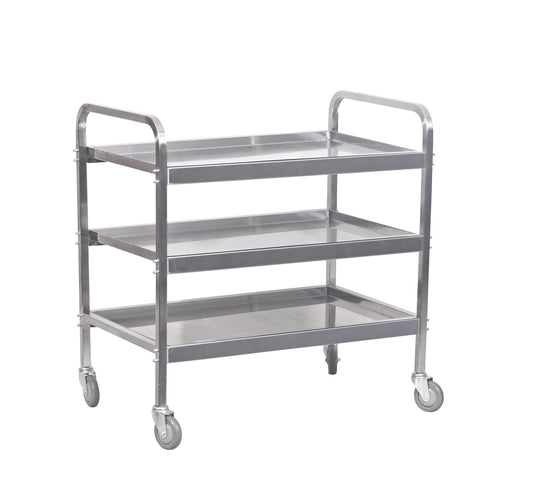 TEA TROLLEY S/STEEL HEAVY DUTY - 3 SHELF 930MM X 905MM X 560MM - 25KG (Global)