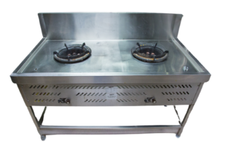 MODULUKS 2 BURNER GAS WOK FLOOR STANDING STAINLESS STEEL