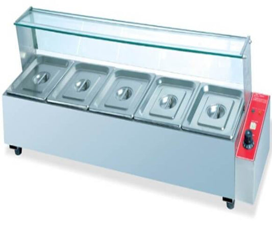 GATTO TABLE MODEL BAIN MARIE C/W SNEEZEGUARD- INCLUDES 5 X GN1/2 INSERTS + LIDS