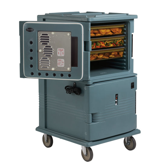 UPC ELECTRIC HEATED FRONT LOADER 1600 SERIES SLATE BLUE - TWO CABINET WITH WHEELS - 220V (Cambro)
