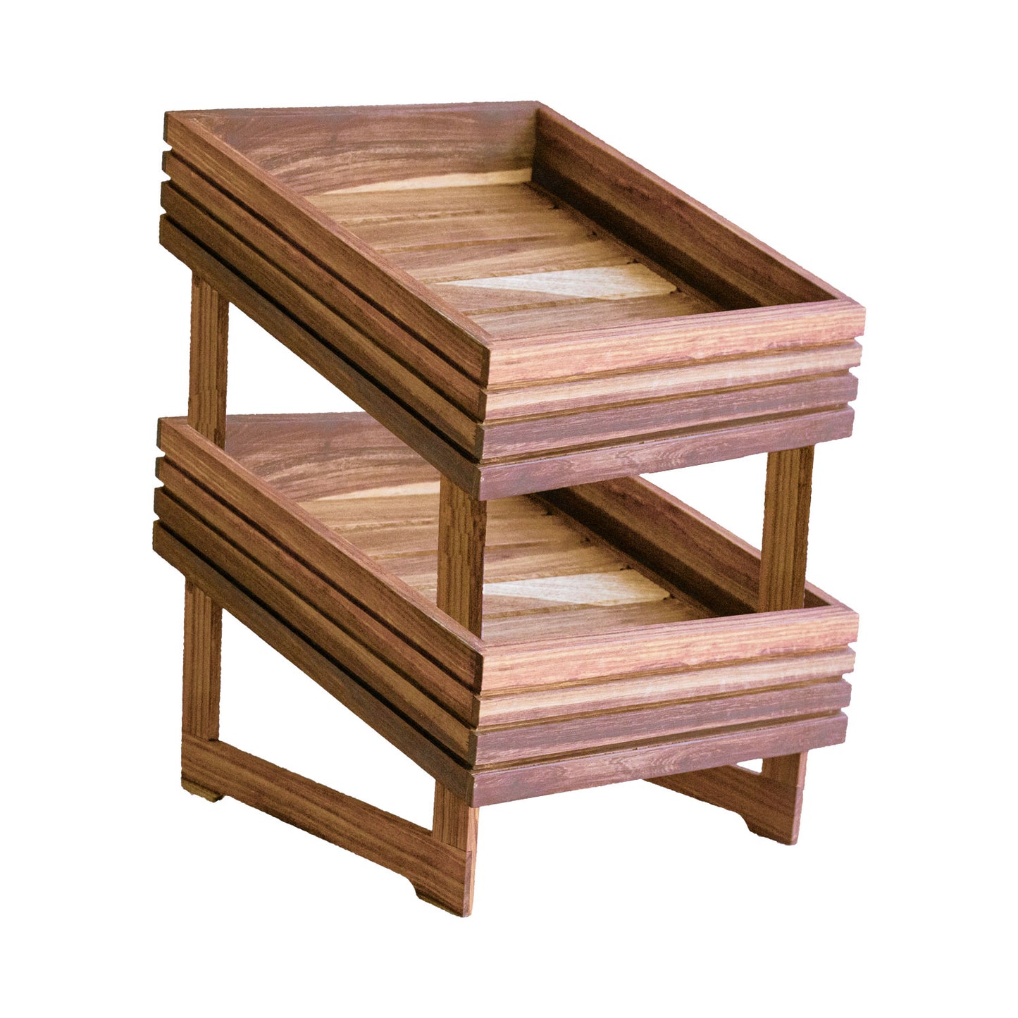 DISPLAY BASKETS WITH STAND – ANGLED – DOUBLE TIER – 330 X 350 X 100MM